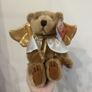 Vintage 1995 FIESTA 10" Teddy Bear Plush w/GOLD Angel Wings, Halo‎ ORIGINAL TAGS